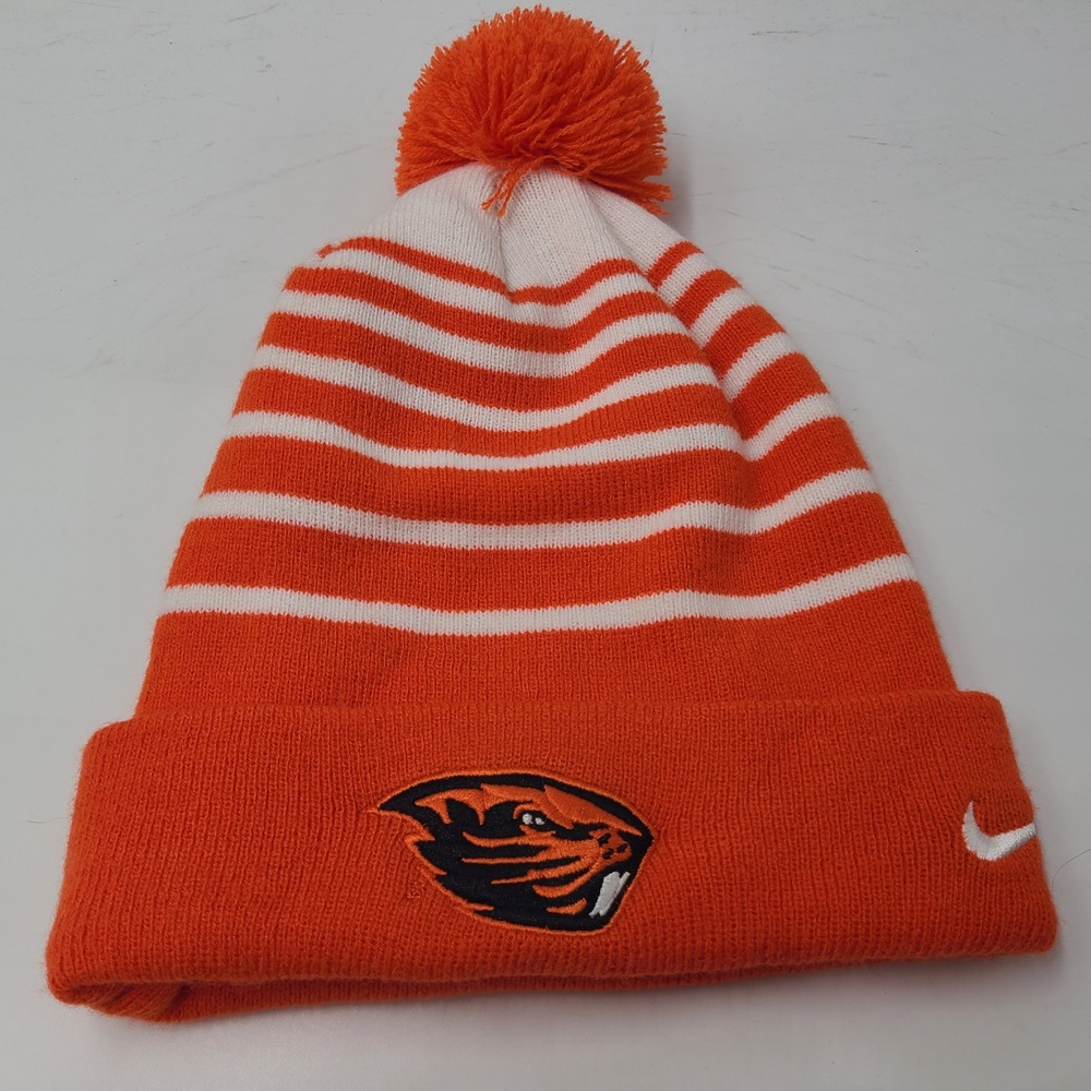 Oregon State Beavers Hat Beanie Nike Orange White NCAA Pom Knit Stocking Cap